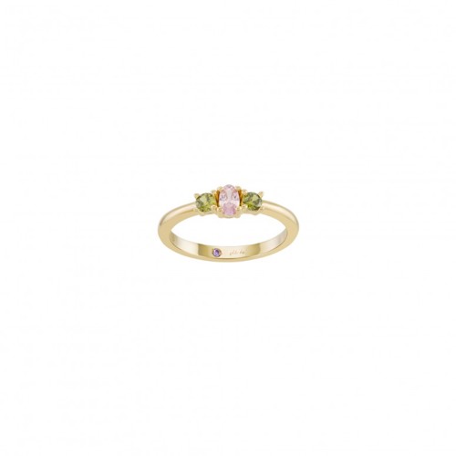 Anel Mia Rose 3 Stones Citrine & Pink Dourado  UK.AN.1204.0498
