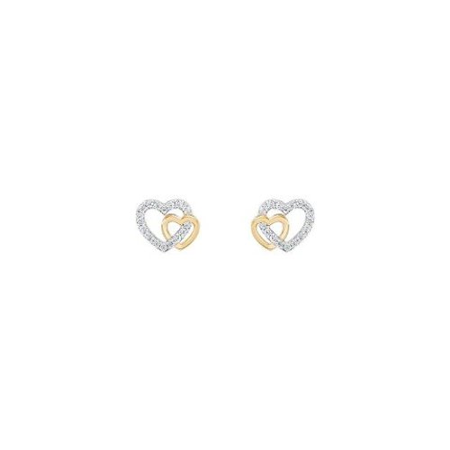 Unike Jewellery Classy Two Hearts Gold Joia Brincos Mulher UK.BR.1204.0150