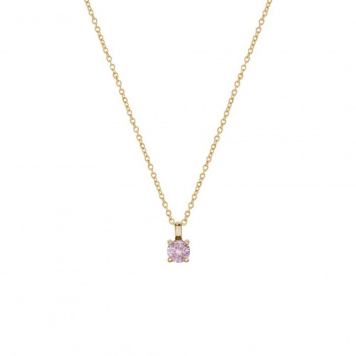 Colar Pink Solitaire Gold UK.CL.1204.0266